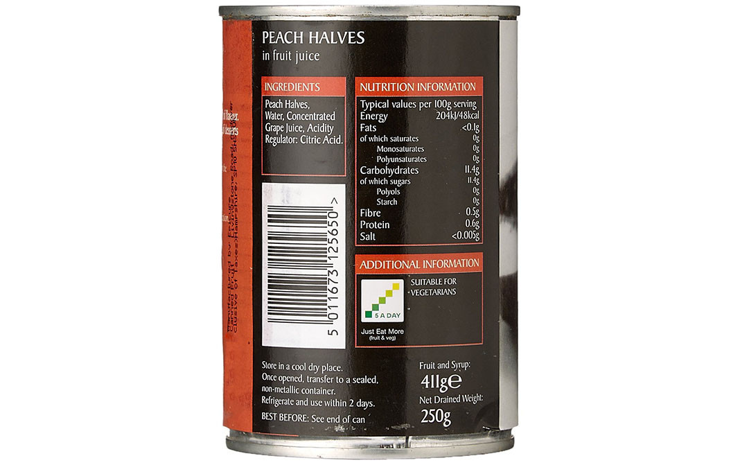 Epicure Peach Halves In Fruit Juice   Tin  411 grams